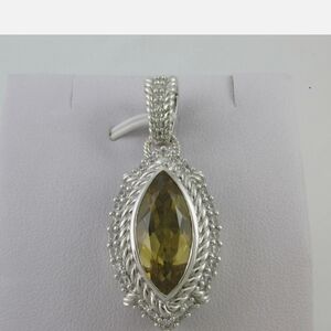 Judith Ripka Olive Quartz And Diamonique Enhancer In Sterling Silver